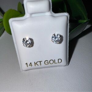 NEW Round Cut Moissanite Stud Earrings 14K 6MM 4 Prong With Safety Backing